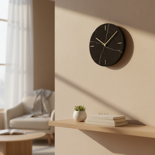 Black Marble Wall Clock