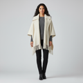 Women's Knit Poncho – Cream Shawl Wrap