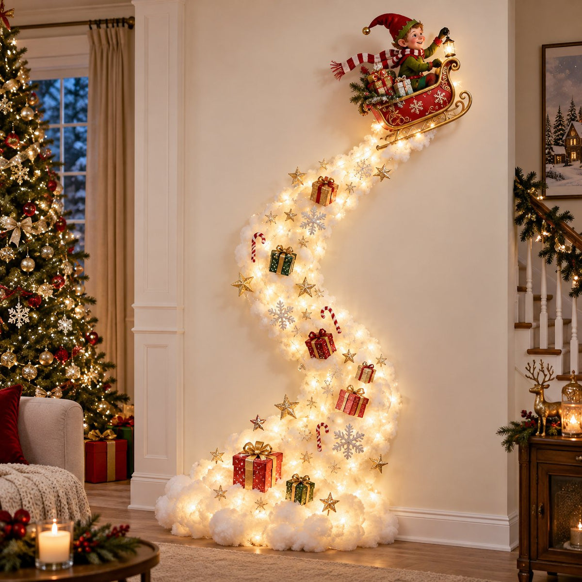 Light Up Christmas Wall Decorations | Santa & Reindeer