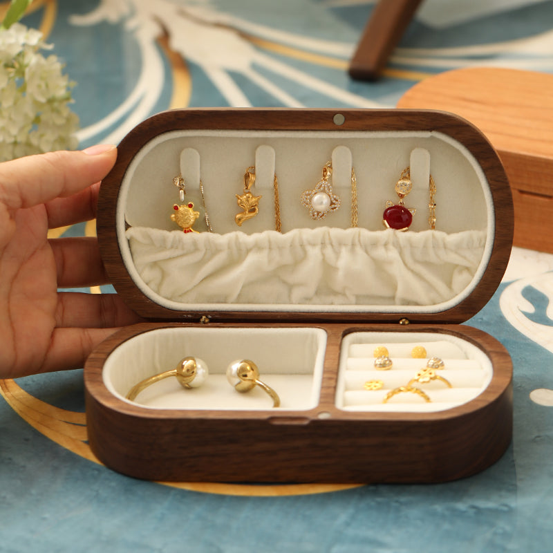 Mini Wooden Jewelry Box | Travel Jewelry Organizer