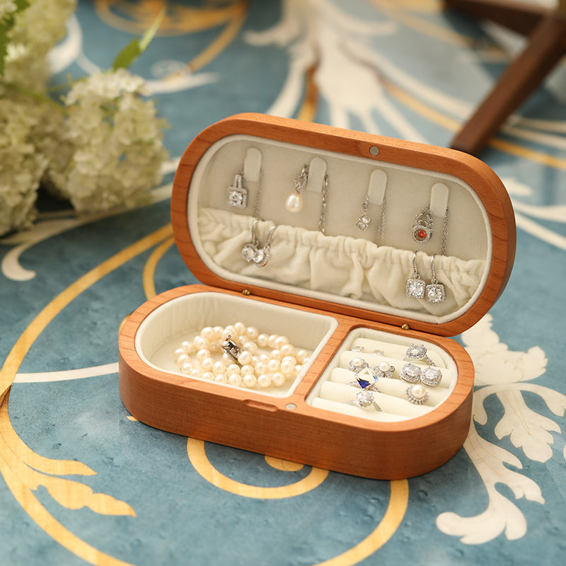 Mini Wooden Jewelry Box | Travel Jewelry Organizer