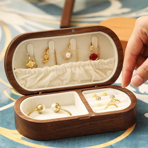 Mini Wooden Jewelry Box | Travel Jewelry Organizer