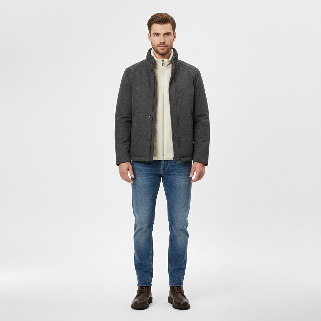 Men's Insulated Jacket – Grey Winter Jacket
