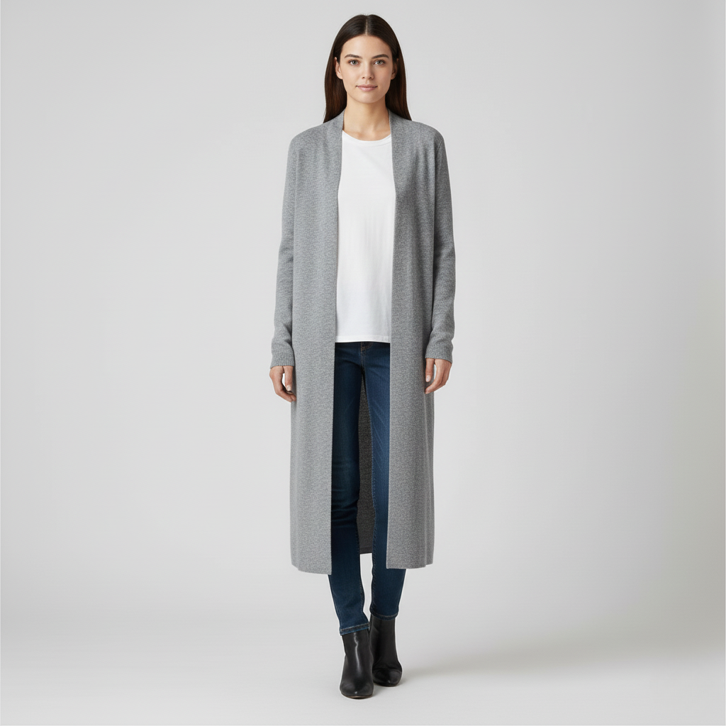 Women's Long Cardigan – Grey Knit Cardigan