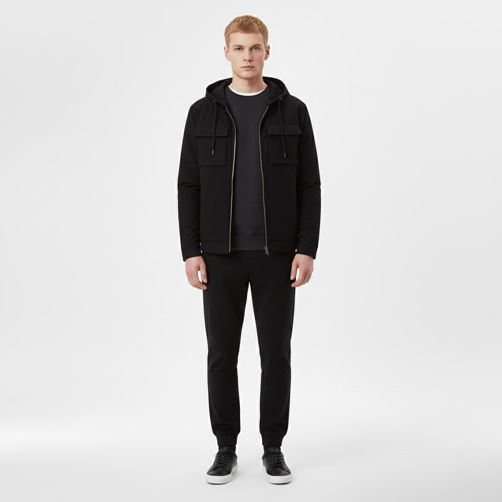Men's Utility Hoodie Jacket – Black