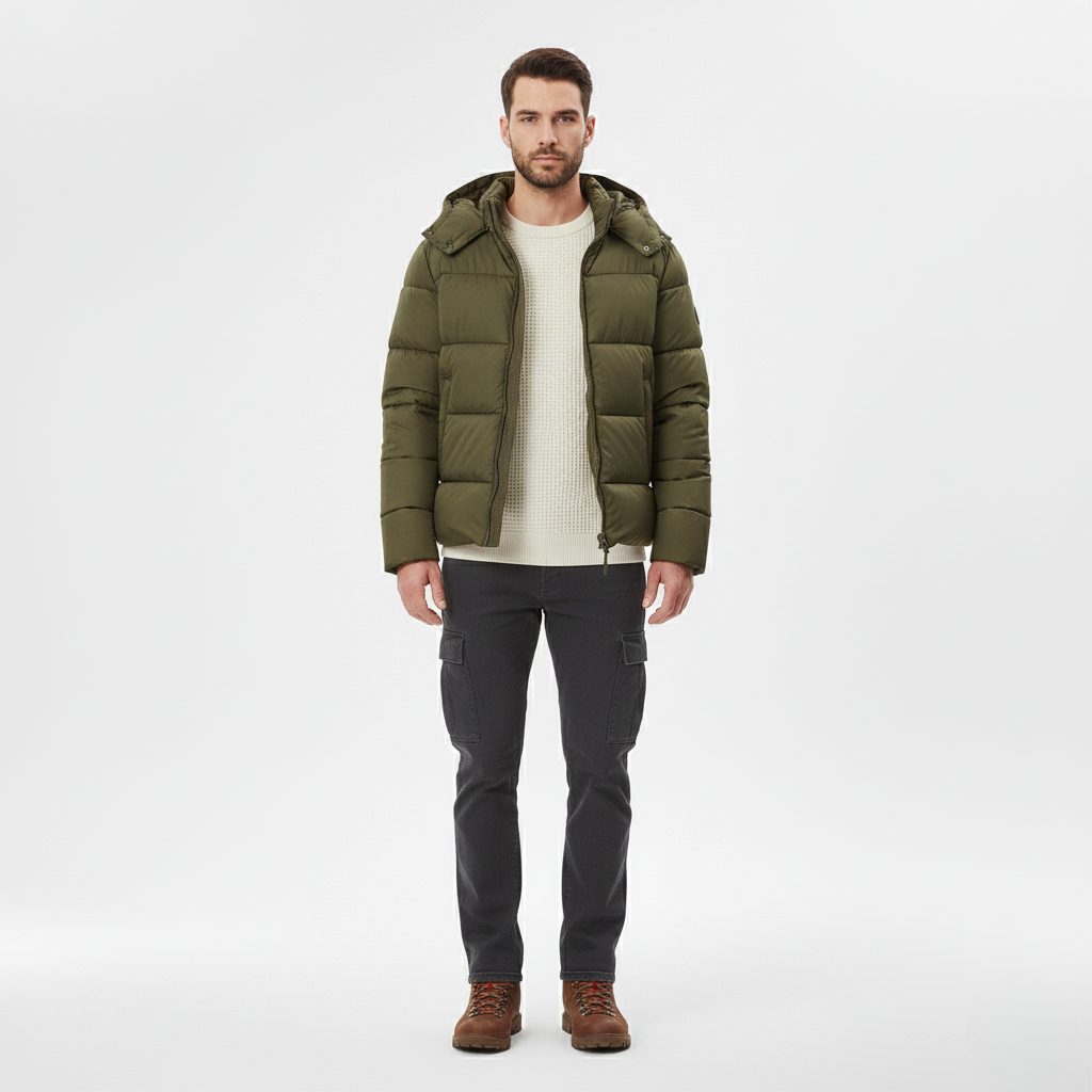 Men's Puffer Jacket – Olive Winter Jacket