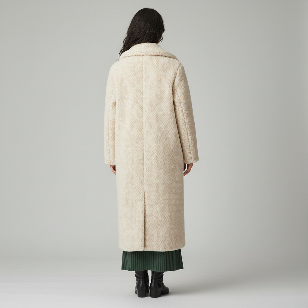 Women's Longline Teddy Coat – Cream Borg Coat