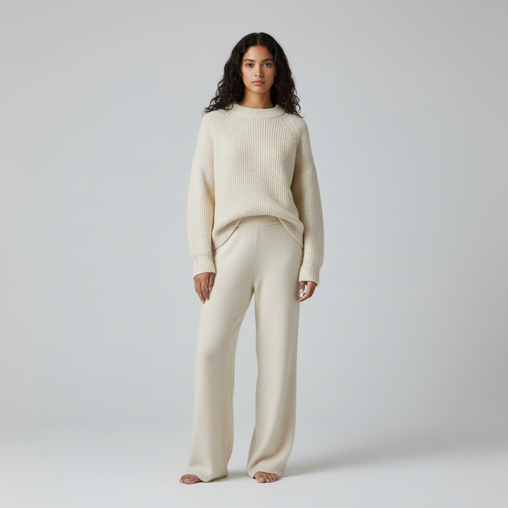 Women's Knit Lounge Set – Cream Loungewear