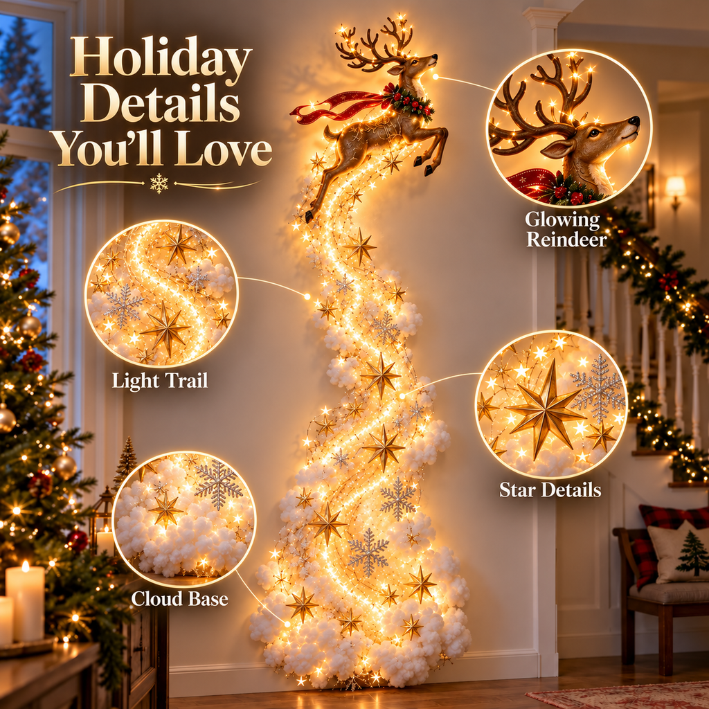 Light Up Christmas Wall Decorations | Santa & Reindeer