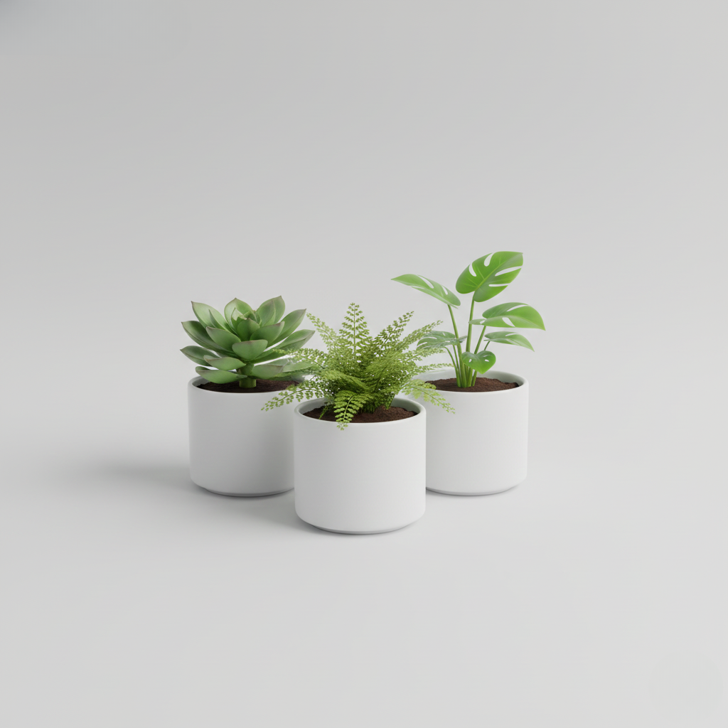 Faux Potted Plant Trio