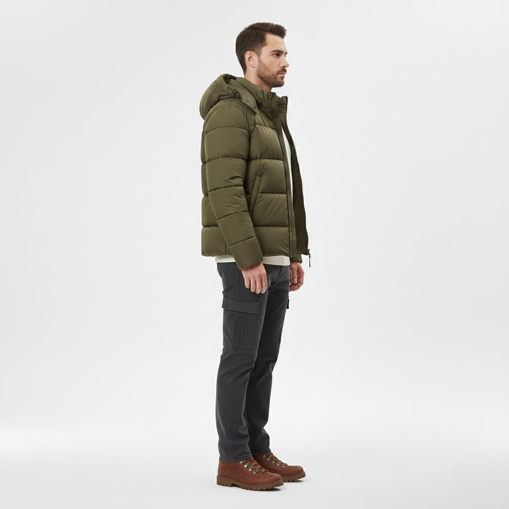 Men's Puffer Jacket – Olive Winter Jacket