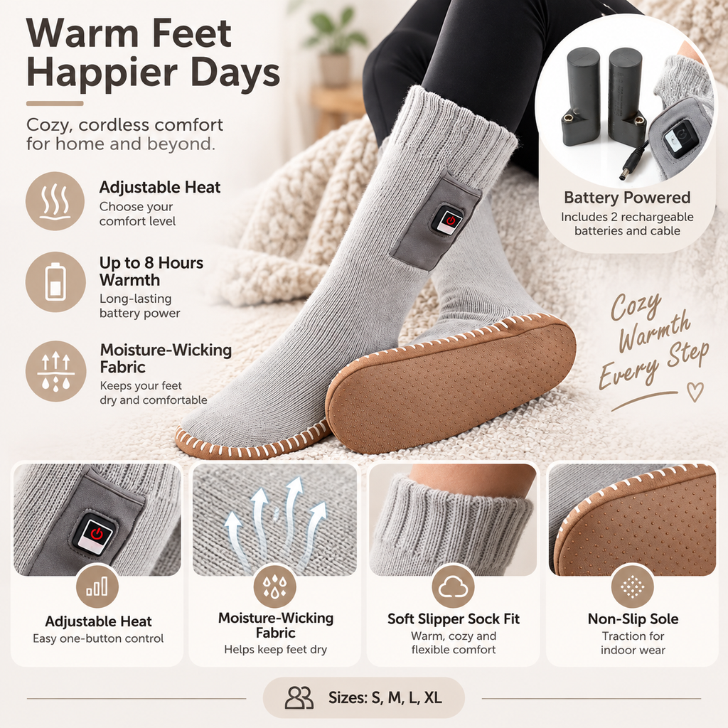 Rechargeable Heated Slipper Socks for Cozy Winter Comfort
