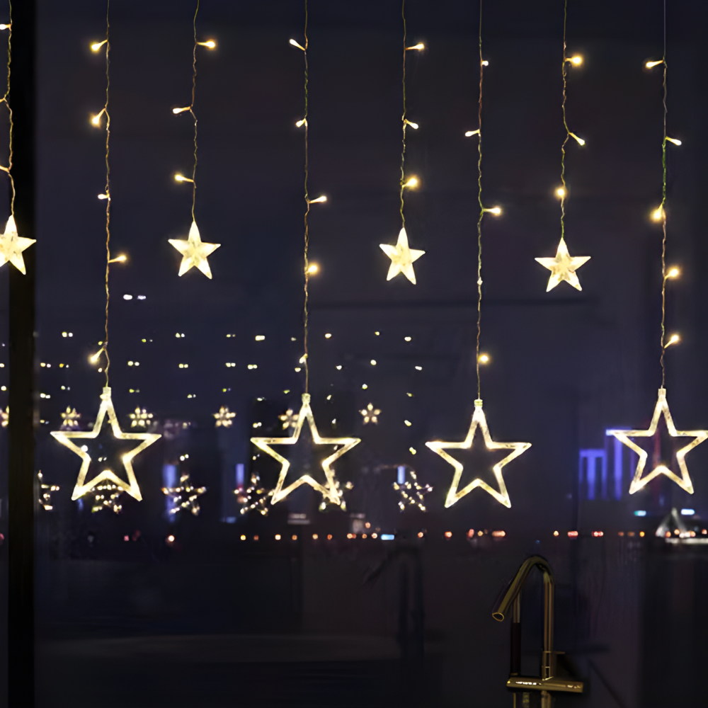 LED Star Curtain Lights – Christmas Window Hanging Lights
