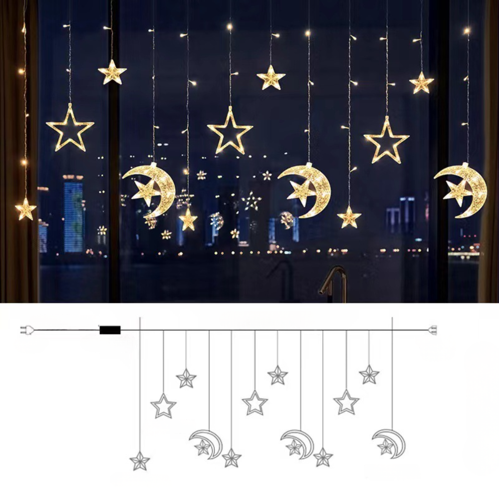 LED Star Curtain Lights – Christmas Window Hanging Lights