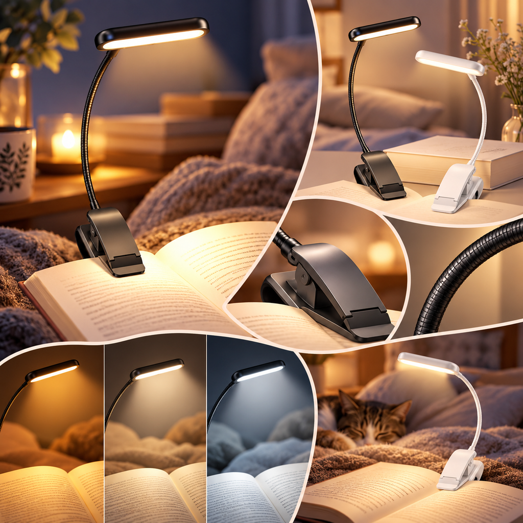 Rechargeable Clip-On Reading Light with Adjustable Brightness