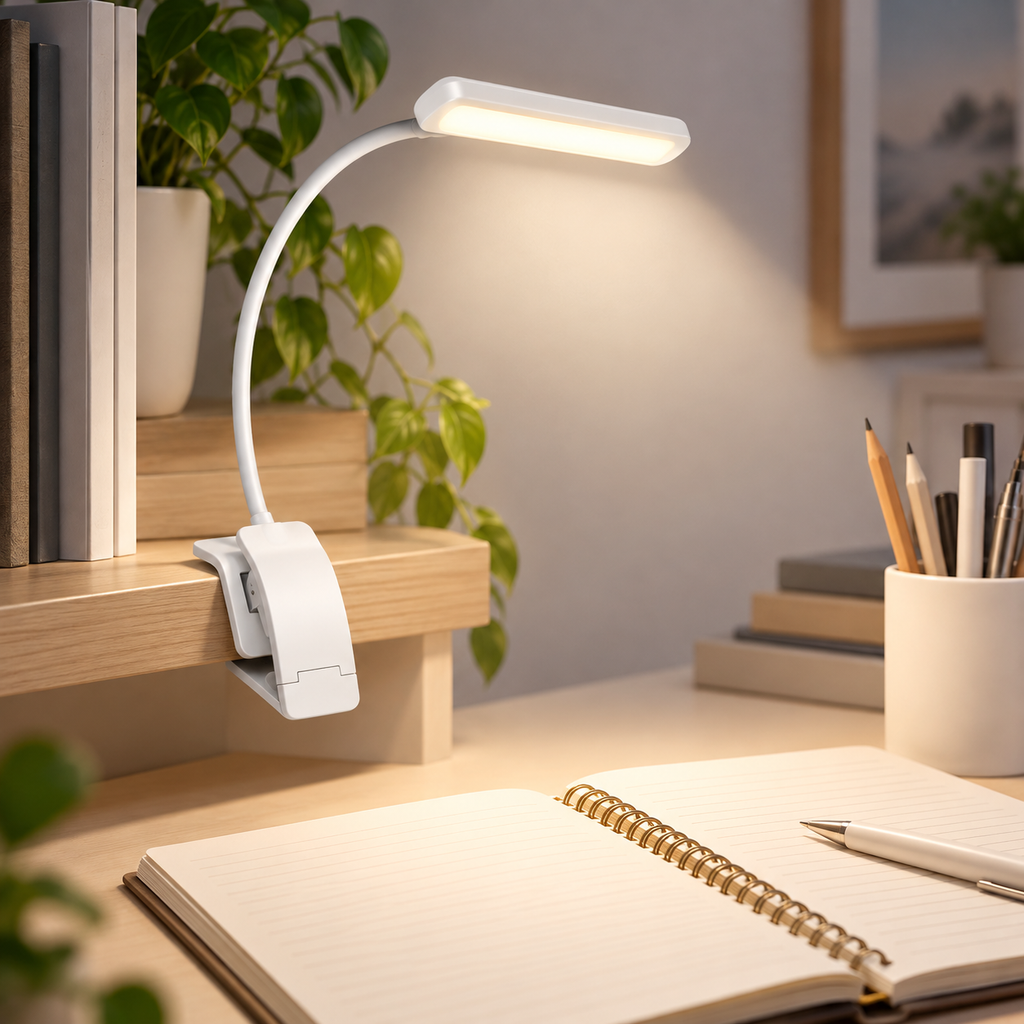 Rechargeable Clip-On Reading Light with Adjustable Brightness