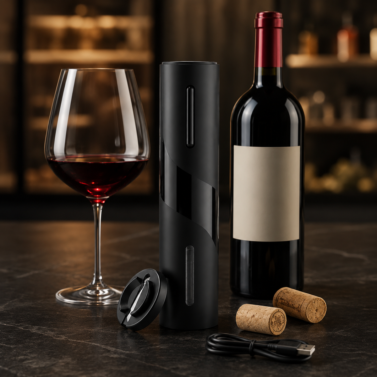 Electric Wine Opener – Rechargeable Corkscrew with Foil Cutter