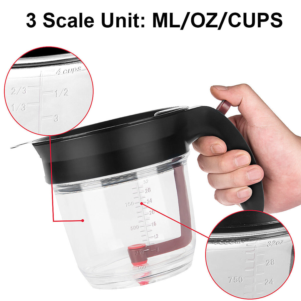 Gravy Fat Separator – 4 Cup, Bottom Release with Strainer
