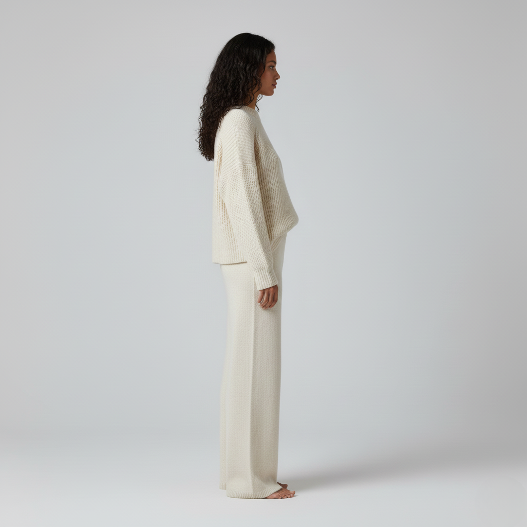 Women's Knit Lounge Set – Cream Loungewear