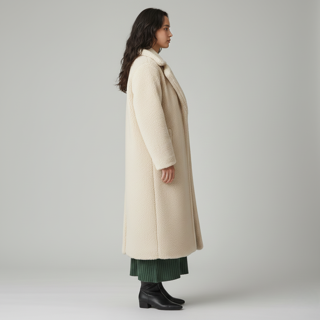 Women's Longline Teddy Coat – Cream Borg Coat