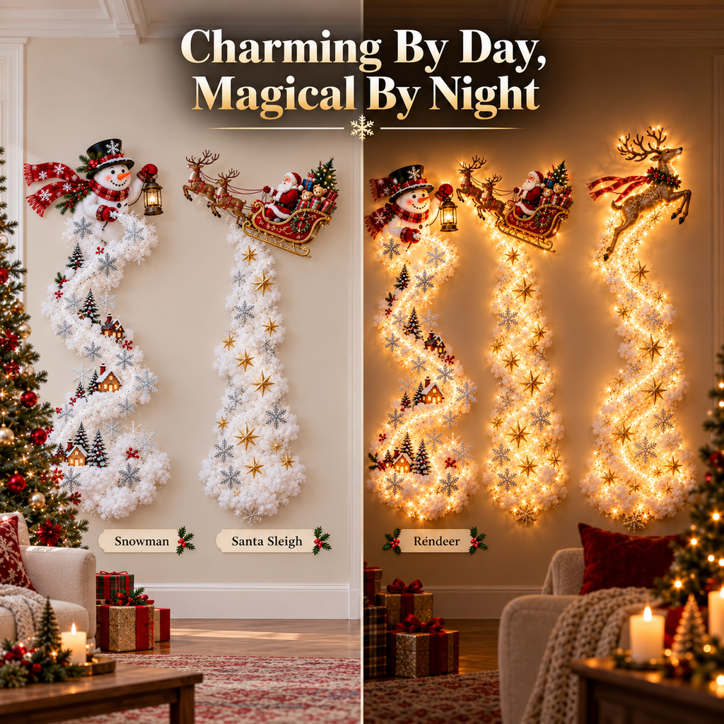Light Up Christmas Wall Decorations | Santa & Reindeer