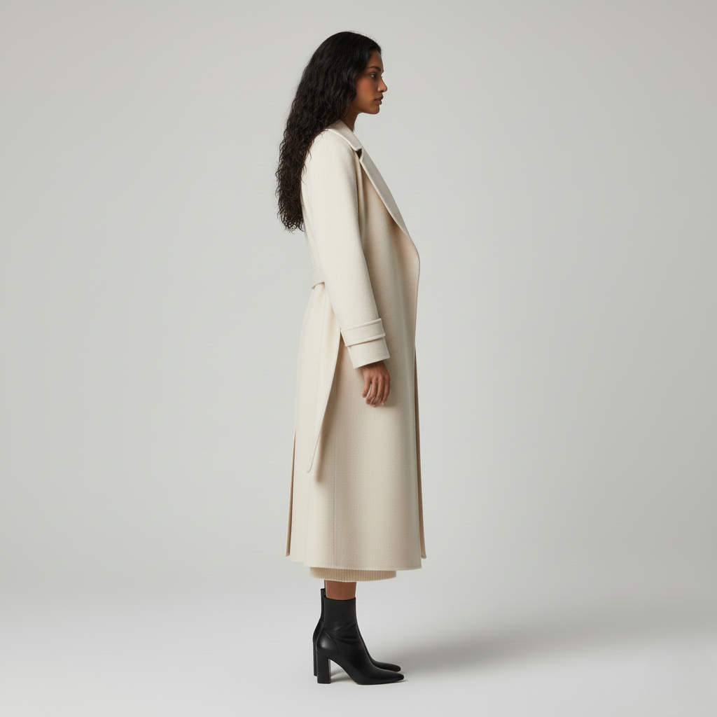 Women's Wrap Coat – Cream Longline Coat