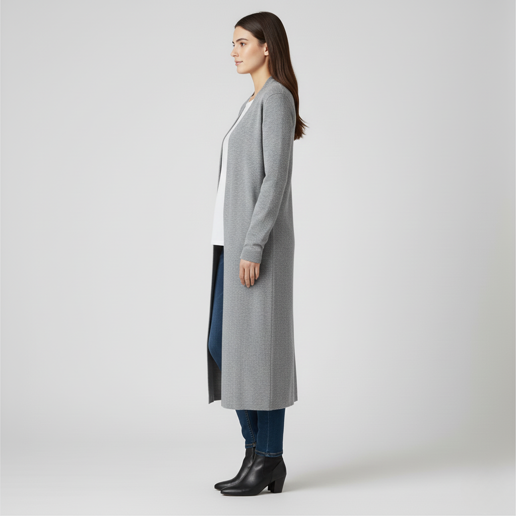 Women's Long Cardigan – Grey Knit Cardigan