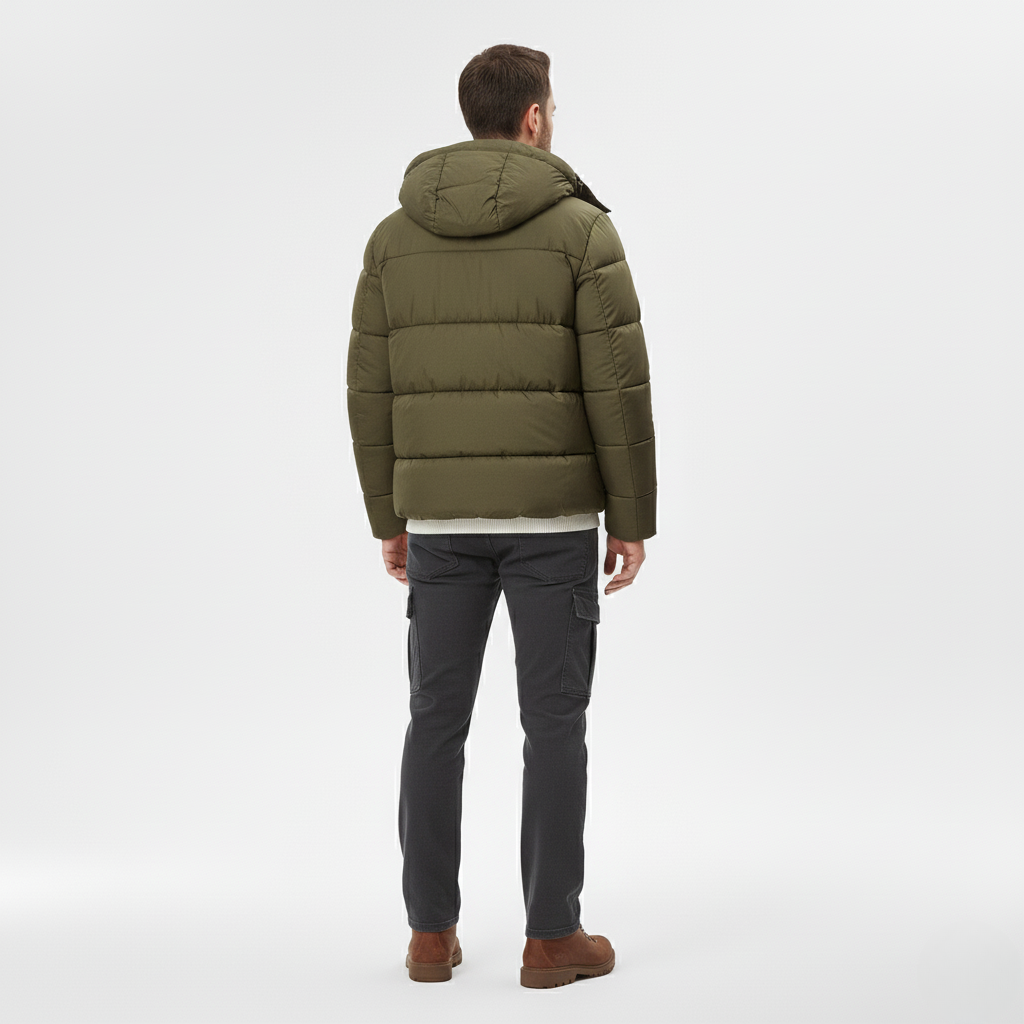 Men's Puffer Jacket – Olive Winter Jacket