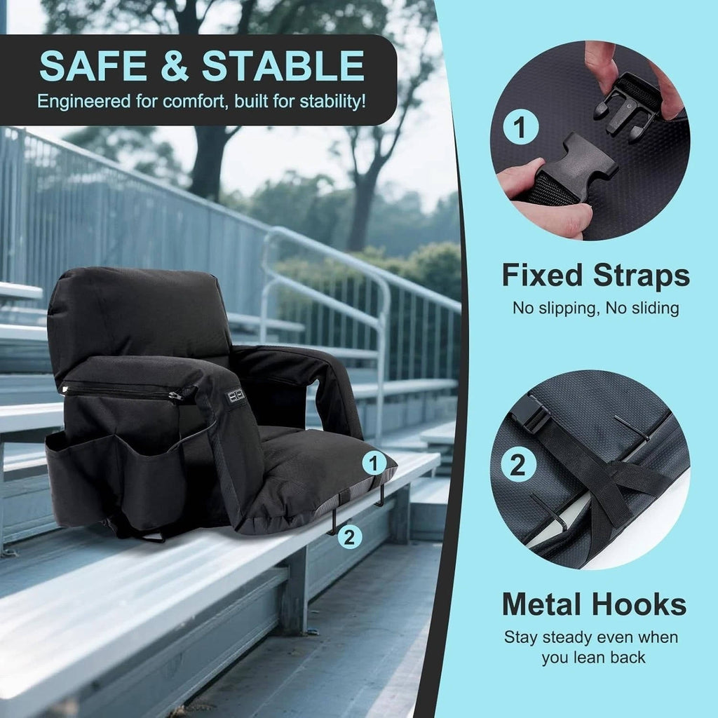 Portable Heated Stadium Chair with Reclining Backrest