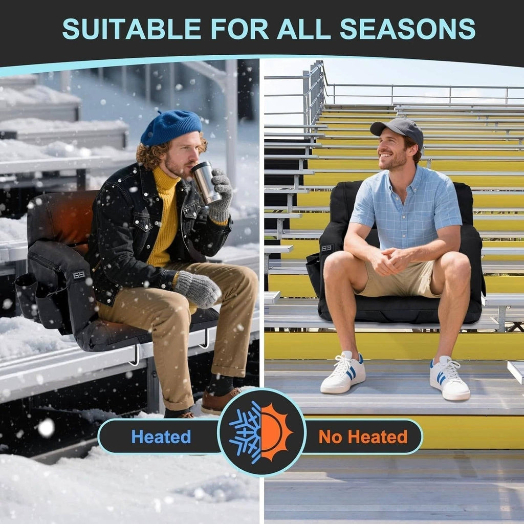 Portable Heated Stadium Chair with Reclining Backrest