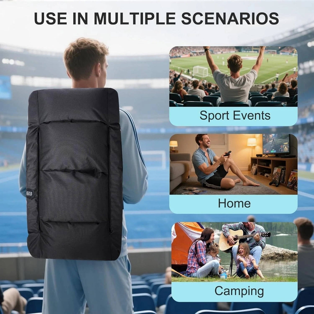 Portable Heated Stadium Chair with Reclining Backrest