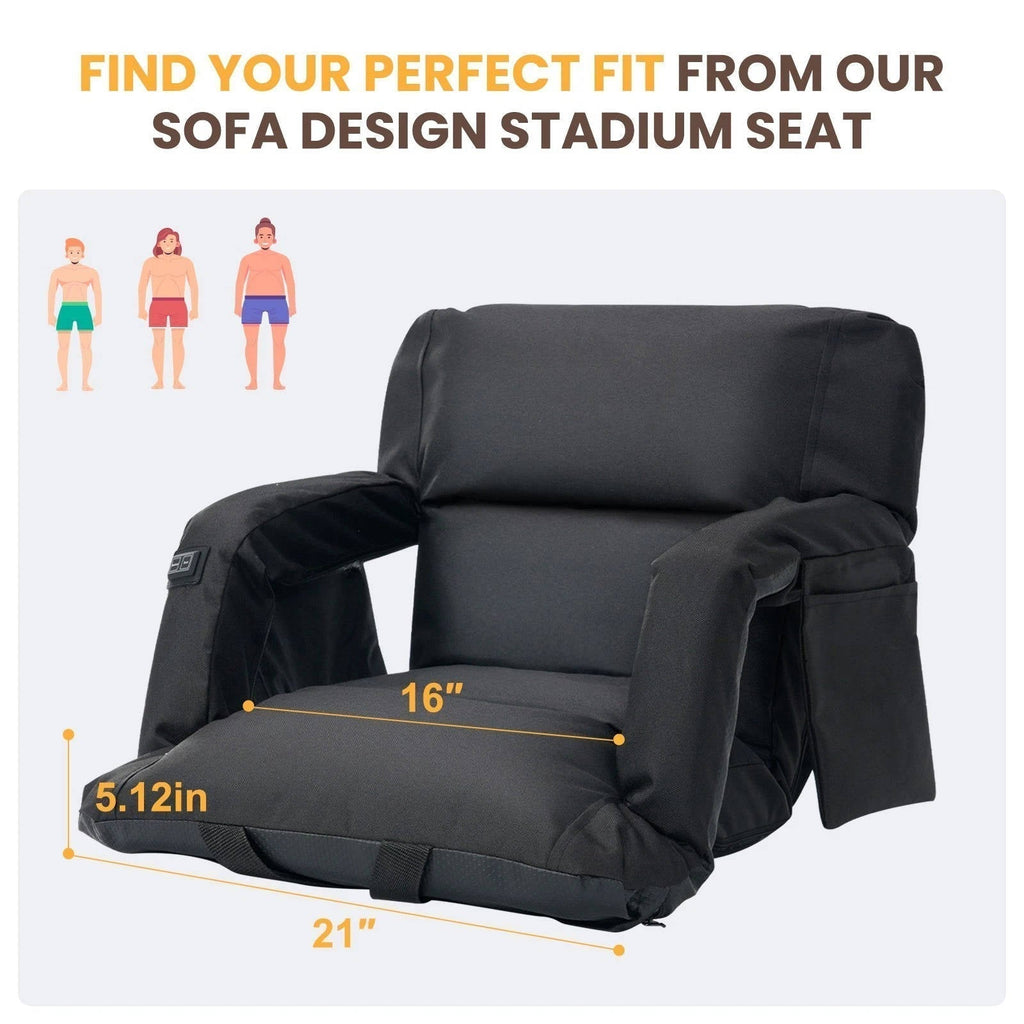 Portable Heated Stadium Chair with Reclining Backrest