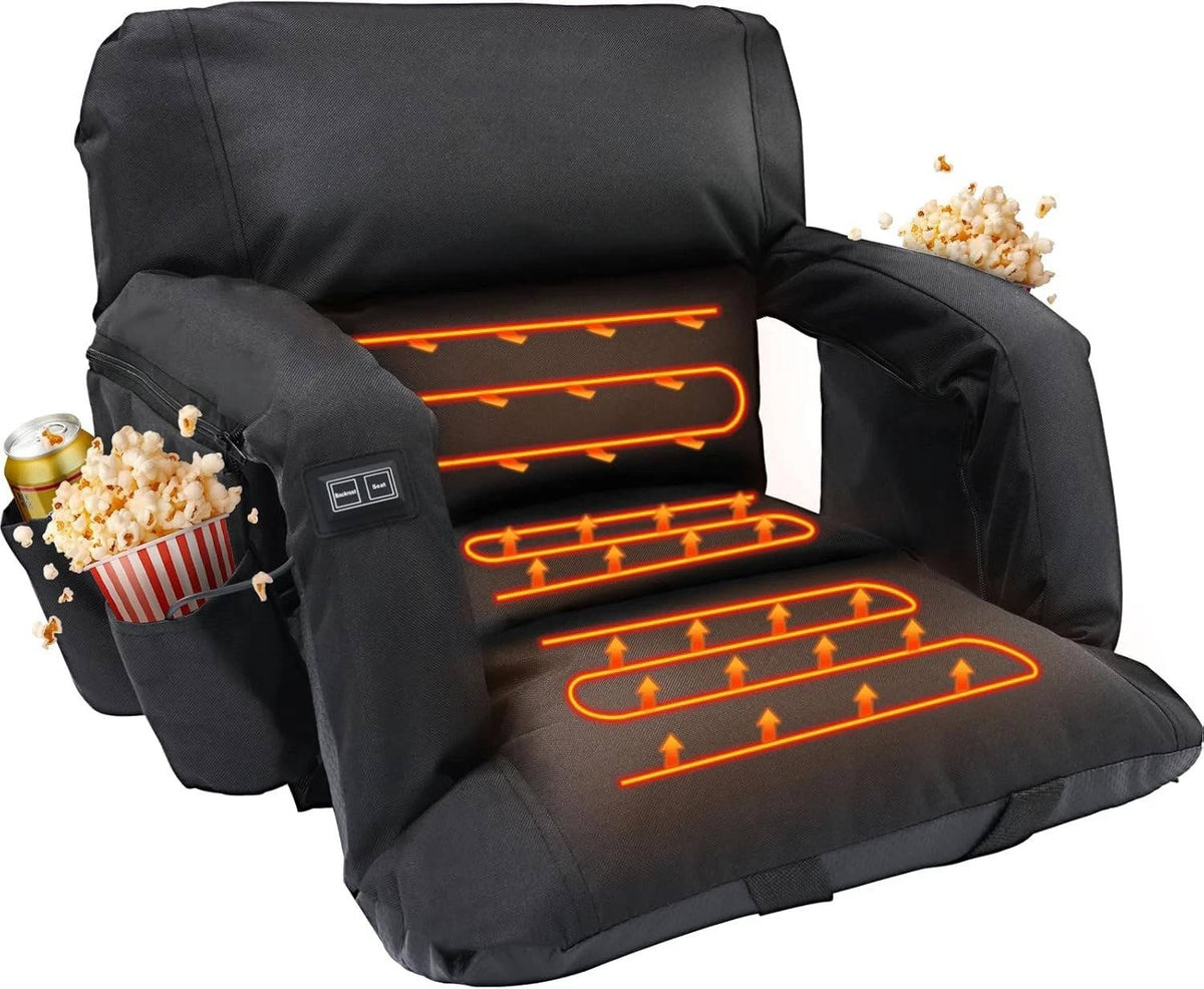 Portable Heated Stadium Chair with Reclining Backrest