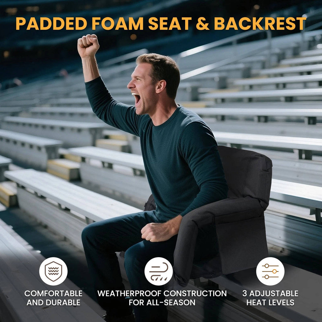 Portable Heated Stadium Chair with Reclining Backrest