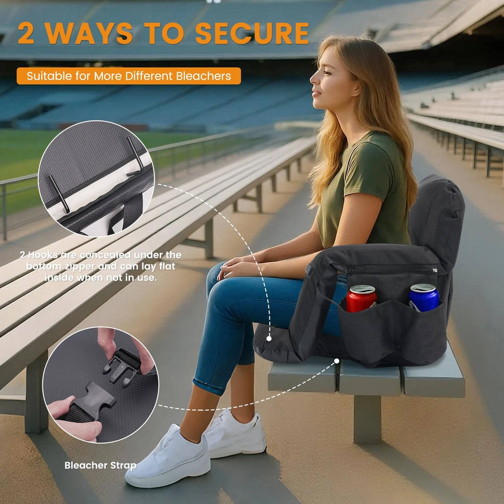 Portable Heated Stadium Chair with Reclining Backrest